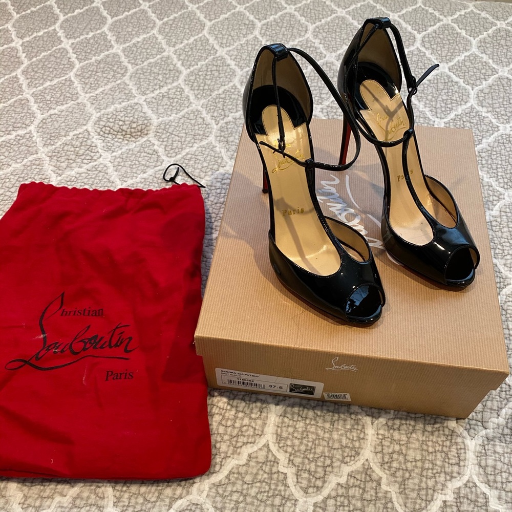 Louboutin Senora 100 Patent Black Heels